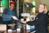 Budding desert chef Caden Stephenson serves up the very first sale of Caden’s Ultimate Raspberry Twist to teacher Kelly Gregory at the Cardinal Cafe earlier this week.