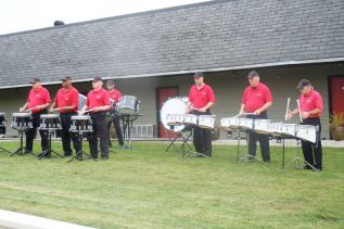 The CADRE drummers perform a free concert at the Sharbot Lake Country Inn on August 29