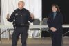 OPP Community Safety Officer Const. Curtis Dick introduces lawyer Michelle Foxton for an information session on wills and powers of attorney as part of of the SALT series last week at Golden Links Hall in Harrowsmith. Photo/Craig Bakay