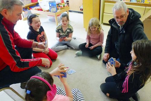 Grandparents joined with students in traditional games to make math fun at Prince Charles Public School. Photo/submitted