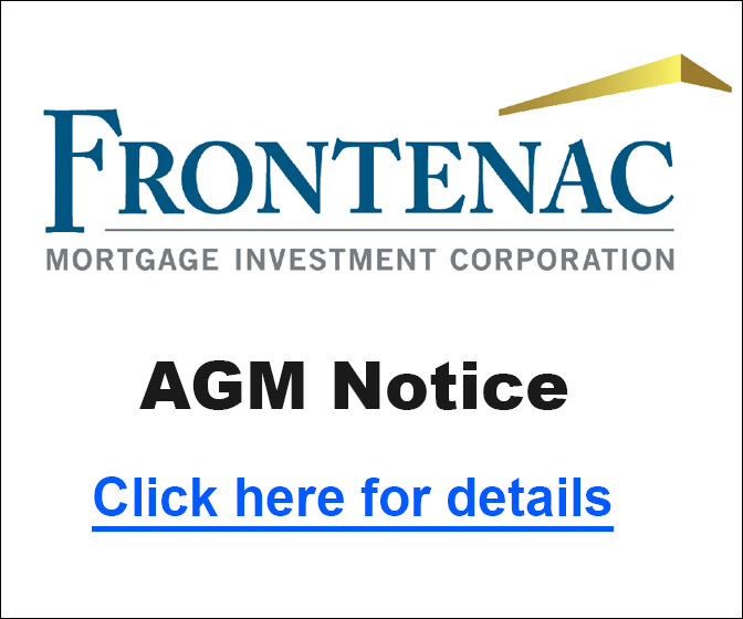 Frontenac Mortgage Investment Corporation AGM Notice - Click here for details