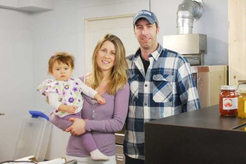 The DesRoche family at the new bakery, which is now open for business.