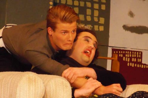 SHS students Jesse Bell and Jacob Sharpe produced, directed, designed the sets and played Richard and Rhonda in Norm Foster's Office Hours