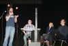 Frontenac’s Got Talent emcee Rob Moore juggles for musical accompanist Lukas Reynolds and judges Sherry Whan and Brian Roche at the auditions Wednesday night. Photo/Craig Bakay