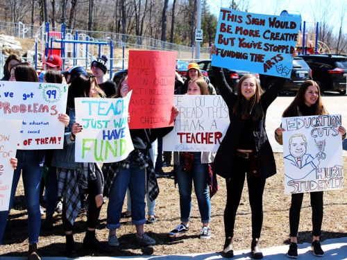 GREC students joined thousands of their contemporaries across Ontario Thursday to protest government cuts to education funding. 