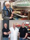 Top: Les McGowan, former owner of the Godfrey General Store, wanted to be the first customer when the outlet opened in January, and Laurie Love was happy to oblige. Bottom: Jordan, Jim, and Nick Gilmour in the new LCBO section of Gilmour&#039;s on 38