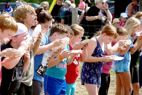 Pie eating contests, like this one from 2018, will return to the Fair in the future, but for 2020 the Parham Fair has gone virtual. Contest deadlines are coming up.