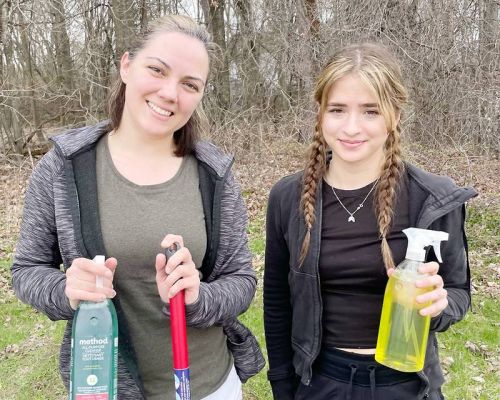 Krista Williams & Rianna Wlotzka are ready for busy day of cleaning homes iu Frontenac County.