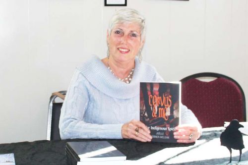 Joelle Hubner-McLean had a book signing for her third young adult novel, Corvus & Me The Indigenous Spirit at the community Hall in Snow Road Saturday. Photo/Craig Bakay