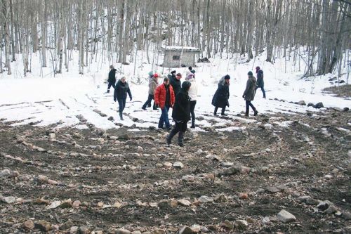 The Labyrinth at Wintergreen Studios got a spring equinox workout last Friday night. Photo/Craig Bakay