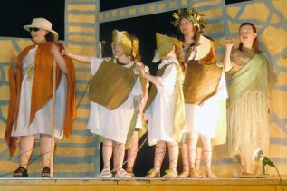 some of the cast of the Land O'Lakes Public School’s production of D.M. Larson's “The Hysterical History of the Trojan War”