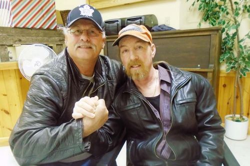 Gary Paquin (right) with Storrington Lions Club member John Beaubien. The club donated $250 to Gary’s stem cell transplant which is scheduled for Nov. 19.