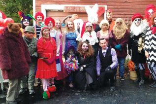 Actors preparing to receive guests at the Haunted Barn on Tuesday Night