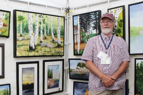 Acton artist Dave Gordon has a unique way with opaque watercolors. Photo/Craig Bakay