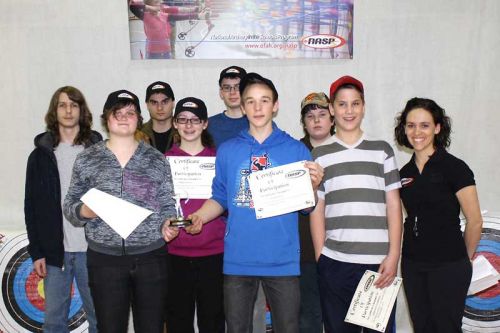 NAEC's archery team with Ms. Sproule Photo by Justin Foster