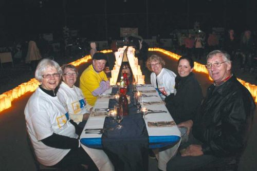 The top six fundraisers for the Flinton Relay for Life enjoyed some fine dining courtesy of Addison's Restaurant after the Luminaria ceremony. Courtesy katie Ohlke.