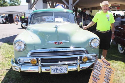 Verona Car Show founder Ed Asselstine with his beloved ’51 Chevy. Photo/Craig Bakay