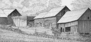 The November art exhibit features “Fenceline and Shoreline" - landscape and heritage drawings by Michael Neelin