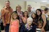 Gwen (Campsall) Leonard; her son Roy Leonard (third from left 3rd row); Roy’s daughter Rozanne Leonard-Stewart (second from left 3rd  row); Rozanne’s son Tyler Stewart (left 3rd row); Tyler’s daughter’s Chloe (left 2nd row) &amp; Keira (on Gwen’s left); Rozanne’s daughter Mallory Stewart (far right 2nd row); Mallory’s daughter’s Paige (second from left 2nd row) &amp; Taylor (third from left 2nd row); Gwen&#039;s daughter Margaret is to the right of Mallory.