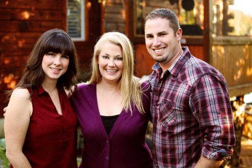 Project assistant Merrill O’Malley, designer Michelle Mawby, carpenter Anthony Angelis, the carpenter of the "Weekend Reno" show. 