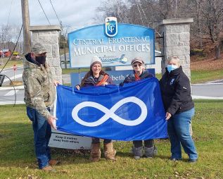 L-R: Terry Asselstine, Tawny Stowe, Carol Young (Board Chair of Ontarion Highlands Metis Council), Mayor Frances Smith.