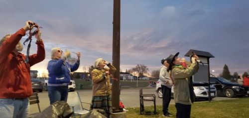 Viewers gathering at Centennial Park in Harrowsmith on April 8 were not disappointed with the totality. photo Martina Field