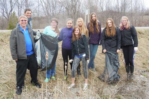 Grade 10 civics students along with staff members Mr. McVety and Mr. Leonard “pitched-in” at GREC's annual clean up day in Sharbot Lake