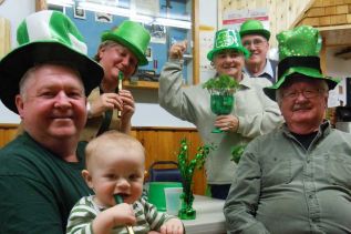 Jeff Donnelly, 11-month-old Dominiq Brown, Kathleen White, Lillian and Wayne Sheppard and Guy Cooke, just a few of the revelers at the Sharbot Lake Legion's St. Paddy's Day celebrations