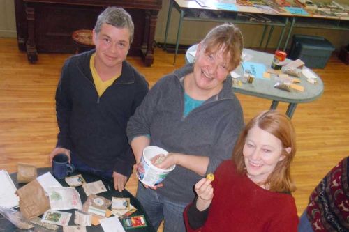 Simon Lever and Kristine Swaren, organizers of the MERA Seed Swap with avid gardener Roseanna Redmond