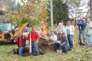 members of the Friends of Arden and Salmon Rivers groups with Marsha and Aaron Beebe of Napanee Home Hardware and Dan Baker of Tree Canada at the National Tree Day planting event at Arden Recreational Park on October 2.