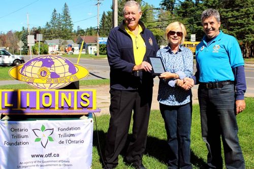 Hastings-Lennox & Addington MPP Daryl Kramp, Ontario Trillium Foundation representative Shirley Van Steen and Northbrook Lions President Kerry Skipper celebrate the renovations at the Northbrook Hall. Photo/Craig Bakay