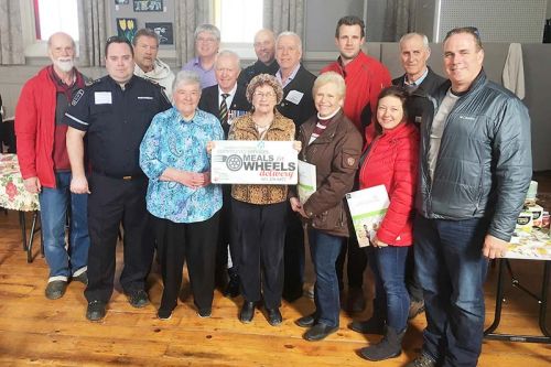 Left to right - Bob S. (Driver), Marc Goudie (Deputy Chief of Performance Standards, Frontenac Paramedic Services), John R. (Driver), Muriel T (Driver), David Townsend (Executive Director of SFCSC), Robert O`Hara (Membership Chair of the Bob Richardson Branch #496, Royal Canadian Legion), Patsy S. (Driver), Constable Curtis Dick (Community Safety Officer, OPP), Ron Vandewal (Mayor of South Frontenac Township), Bronwen R (Driver), Will Trousdale (Trousdale`s Home Hardware), Sue C. (Driver), Ross Sutherland (Councillor, South Frontenac), Paul O. (Driver)