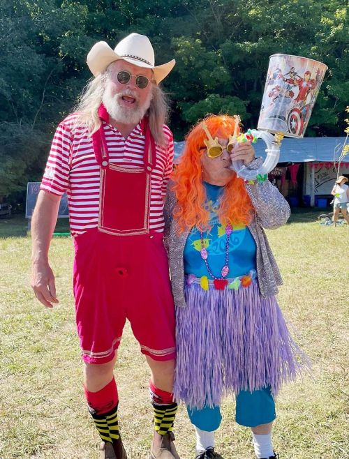 Washboard Hand and Lois Webster whoop it up in the Blue Skies Sunday Parade. Photos - Haley Rose and Martina Field