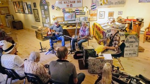 Members of the New Pickled Chicken perform inside the museum. No chickens were harmed.