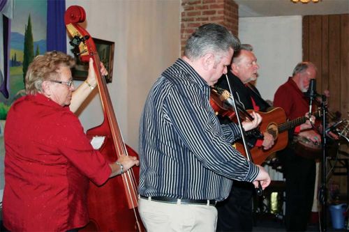 Sheila Calthorpe, Joe White, Bill White and Barry Calthorpe were Bill White & Friends at the Portland Community Church last Friday in Hartington. Photo/Craig Bakay