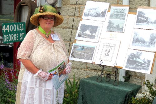 Christine Kennedy in full costume talking about Sydenham's days of yore