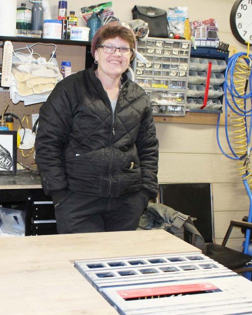 Handywoman Tammy Watson in her workshop near Fernleigh. Photo/Craig Bakay