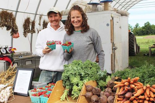 Josh Suppan and Jen Valberg were clearly enjoying welcoming folks to Fat Chance Farmstead Sunday. Photo/Craig Bakay