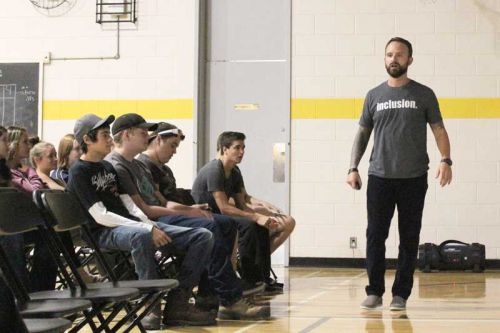 Nick Foley speaks to students at NAEC last week. Photo Credit: Tyson Johnson