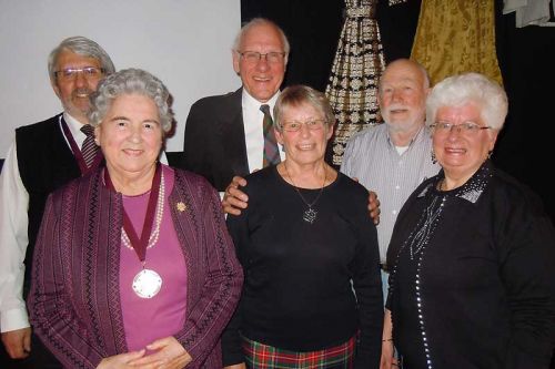 the six recipients of the NFLT's lifetime achievement awards: back row, l-r, John Pariselli, John McDougall, Peter Platenius; front row, Marjorie Fossey, Ann McDougall and Dawn Hansen