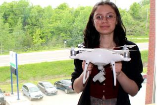 Drone pilot Ryleigh Rioux will be breaking new ground this summer, working for North Frontenac Township on Malcolm and Ardoch Lakes to monitor the Eurasian milfoil infestation. Photo/Craig Bakay