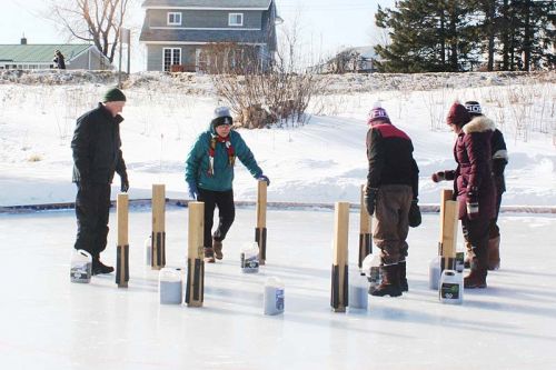 Croki-curlers testing the ice at Oliver Scott Memorial Park this week.