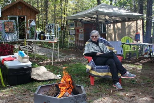 Cathy Owen was pleased that the weather allowed her to display her work outdoors.