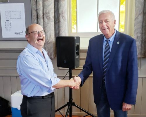Southern Frontenac Community Services board chair Greg Fisher with South Frontenac Mayor Ron Vandewal