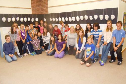 Grade 7/8 students at Land O' Lakes PS learned about trust and plaster casts in a special curriculum based art project