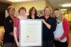 Debbie Long, Food Services/Support Services Manager; Elizabeth Palmateer, Director of Care; Christine Bolduc, Office Coordinator; Bonnie George, Administrator; and Mallory Wionzek, Activity Director.