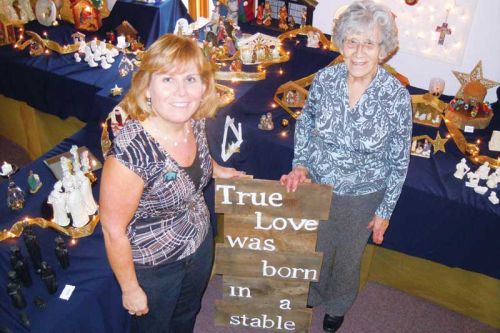 Kris Caird and Jean Freeman organizers of the 101 Nativites show at Cole Lake Free Methodist church