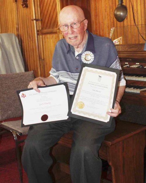 St. Andrews Church in Sharbot Lake honoured 88-year-old Gary Hawley on Sunday. Hawley has been the organist at the church for 70 years