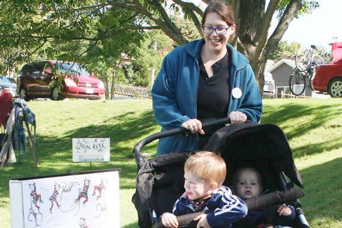 Haven’t you always wanted a mon-key? Tim and Elliot Procter did the Library StoryWalk at the Sharbot Lake Farmers Market last Saturday with mom Beth