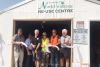 North Frontenac officially opened its Re-Use Centre last week with a ribbon cutting featuring (from left) Public Works Manager Darwyn Sproule, Coun. Gerry Martin, Mayor Ron Higgins, Volunteers Wendi and Dale Hudson and former public works manager Jim Phillips. Photo/submitted